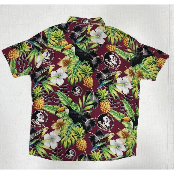 Florida State Seminoles Shirt Mens XL Maroon Green NCAA Football Hawaiian FSU - Picture 2 of 6